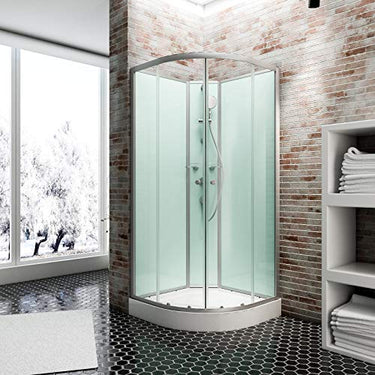 Schulte EP193206 Wellnesskabine Kreta II, 90 x 90 cm, 5 mm Sicherheits-Glas klar hell, Profile alu-natur, Rückwände light-grün, Duschwanne weiß im Sale